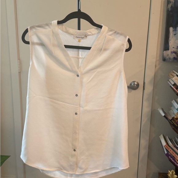 Calvin Klein Tops - Calvin Klein White Sleeveless Button-Front Top